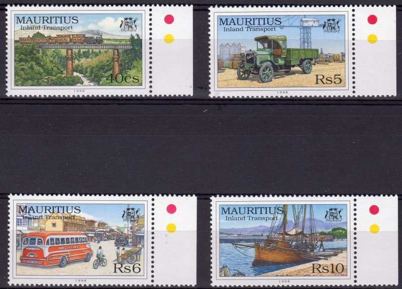 Mauritius 1998 Sc#859/862 Bicycles-Trains-Cars-Boat Transportation Set (4) MNH