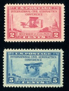 US Stamp #649-650 Aeronautics Conference 2c & 5c SET - MLH - CV $5.60