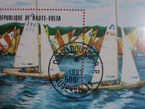 UPPER VOLTA STAMP: 1983  OLYMPIC GAMES: YACHTS SAIL CTO S/S SHEET HARD TO FIND