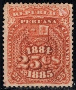 1884 Peru Revenue 25 Centavos General Stamp Duty Used