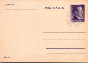 SCHALLSTAMPS GERMANY 1944 POSTAL HISTORY POLAND STATIONERY POSTCARD CANC KRAKAU