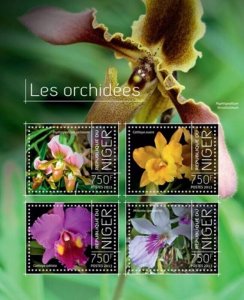 Niger - 2013 Wild Exotic Orchids of Africa  4 Stamp Sheet 14A-350