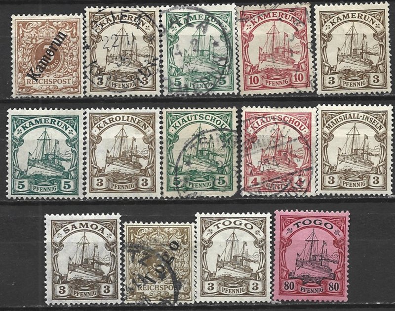 COLLECTION LOT 16604 GERMANY COLONIES 14 MH/USED STAMPS 1896+ CV+$30