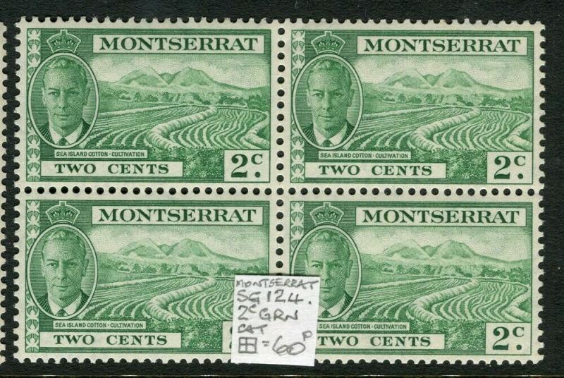 MONTSERRAT; 1950s early GVI issue fine Mint MNH 2c. Block of 4