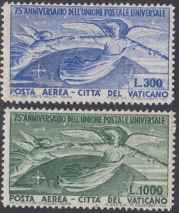 VATICAN Sc # C18-9 CPL MNH - ANGELS and GLOBE - UPU 75th ANNIVERSARY