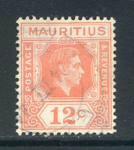 Mauritius 12c Salmon SG257 Fine Used (Damaged Value Tablet)