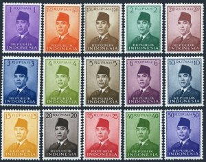 Indonesia 387-400, MNH. Michel 82-88. President Sukarno, 1951-1953.