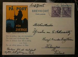 1942 Stockholm Sweden Field post Postcard cover To Helsinki Finland