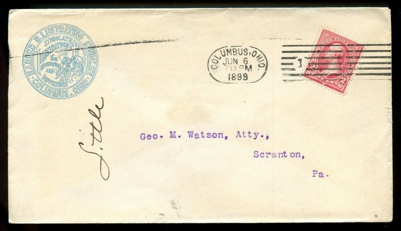 U.S. Type III 1st Bur. Iss. on 1899 Ad Cover for Harper Illustrating Syndicate