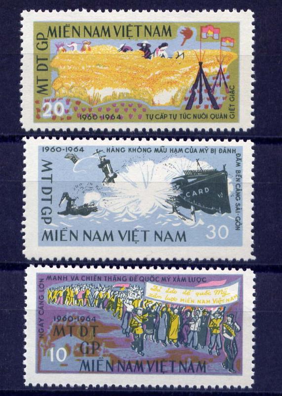 VIETNAM, Viet Cong NLF Mi#6-8 1964 4th Anniversary MNH