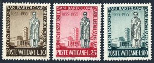 Vatican 200-202, MNH. Mi 238-240. St Bartholomew, abbot, 900th death Ann. 1955.