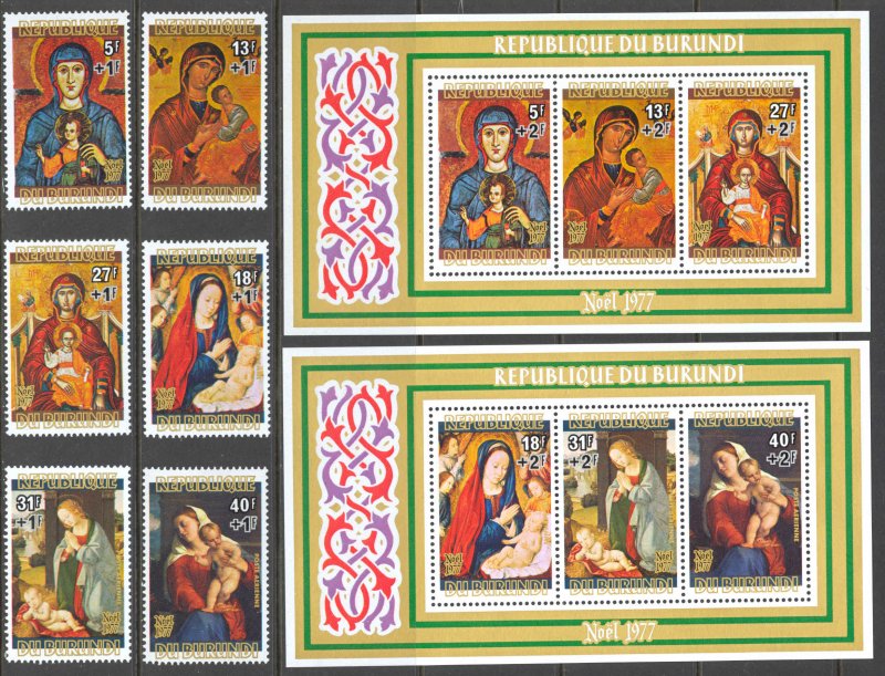 Burundi Sc# B74-B76a, CB44-CB46a MNH 1977 Christmas