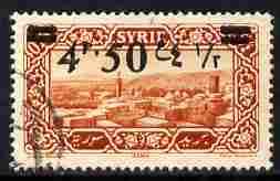 Syria 1926 4p50 on 0p75 brown-red fine used single with '...