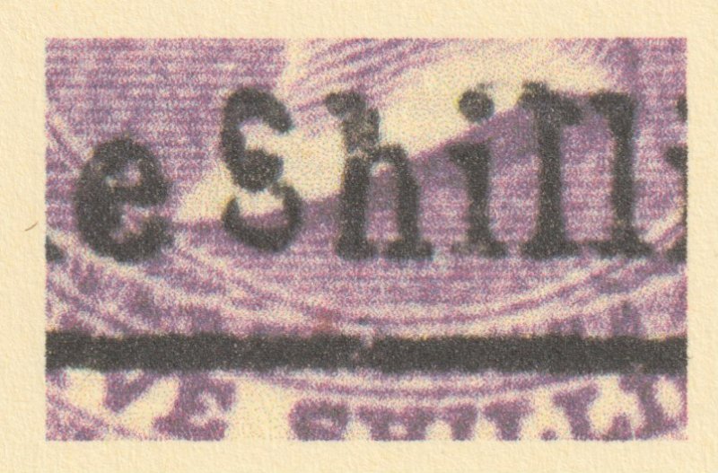 MAURITIUS 1877 QV 1s on 5s  opt'd CANCELLED - with WRONG FONT S