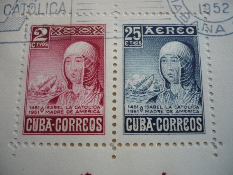 Stamps  - Cuba - Scott# C50a - Used Souvenir Sheet of 2 Stamps - First Day Cover