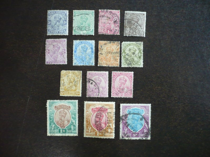 Stamps - India - Scott# 80-86,88,89,91-95 - Used Part Set of 14 Stamps