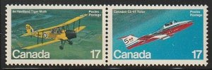 1981 Canada - Sc 904a - MNH VF - 1 pair - Canadair CL-41/de Havilland Tiger Moth