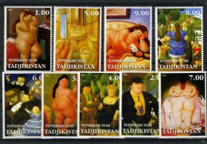 Tajikistan 2002 FERNANDO BOTERO Nudes Paintings Set (9) Perforated Mint (NH)