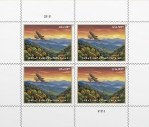 US Great Smoky Mountains Express Mail Sheet of 4 stamps MNH Ships 22 Jan 2023
