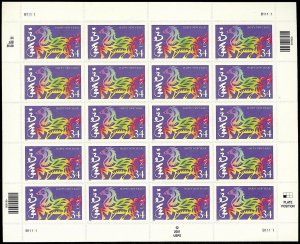 3559 YEAR OF THE HORSE Chinese New Year Sheet 20 34¢ MNH Stamps 