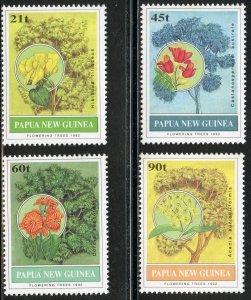 Papua New Guinea Scott 794-97 MNHOG - 1992 Flowering Trees Set - SCV $10.15