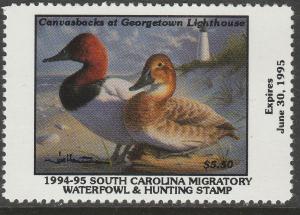 U.S.-SOUTH CAROLINA 14, STATE DUCK HUNTING PERMIT STAMP. MINT, NH. VF