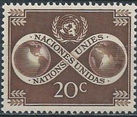 UN 8 (mnh) 20¢ world unity (1951)