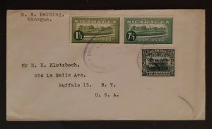 1944 Managua Nicaragua to Buffalo New York Airmail Overprint Stamp Cover