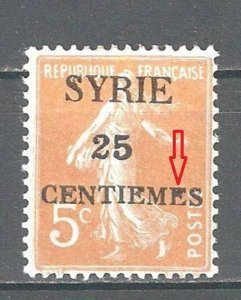 1924, French Mandate  25c on 5c,Scott # 122,VF MH*OG (F-4)