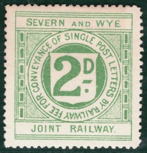 GB Glos S&WJR RAILWAY QV Letter Stamp 2d SEVERN & WYE JOINT (1898) Mint MM SBW78