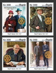 Angola - 2019 Rotary Founder Paul P. Harris - Set of 4 Stamps - ANG190126a