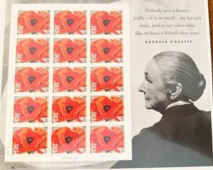 US# 3069 Georgia O'Keeffe full sheet 15 stamps 32c 1996 Mint NH