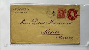  US LETTER FROM NEW YORK ,TO MEXICO, 1916 TWO WASHINGTON STAMPS , 2C 