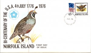 Norfolk Islands, Worldwide First Day Cover, Birds, Americana