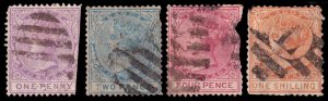 Lagos Scott 7-8, 10, 12 (1876) Used P-F, CV $143.50 C