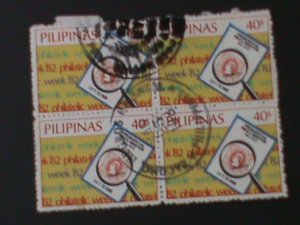 PHILIPPINE-1983-SC#1618- PHILATELIC WEEK- BLOCK FANCY CANCEL-VERY FINE