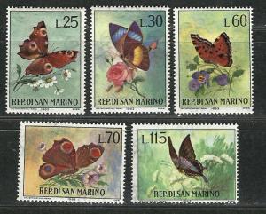 SAN MARINO 1963 Very Fine MNH Stamps Set Scott  564-568  Butterflies 