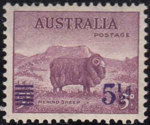 Australia 1941 MH Sc #190 5 1/2p surcharge on 5p Merino sheep