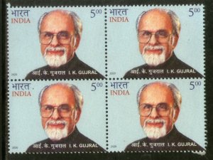 India 2020 I. K. Gujral BLK/4 MNH