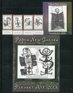 Papua New Guinea 1313 - 1318 Timothy Akis Art Stamps and Sheets MNH 2008