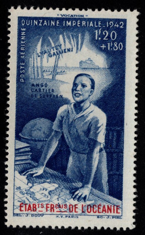 French Polynesia Scott CB4 MH* Colonial Education stamp