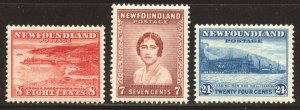 Newfoundland Scott 208-10 Unused LHOG - 1932 Issue Set - SCV $5.55