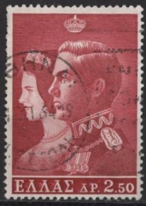 Greece 804 (used) 2.50d King Constantine II & Queen Anne-Marie, rose car (1964)