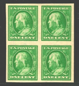 OAS-CNY 12801 US SCOTT 383 – 1910 1c Franklin green single line watermark IMPERF