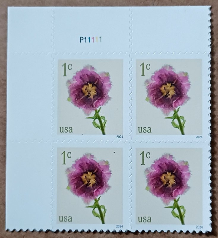 United States #5897 1c Fringed Tulip MNH blk of 4 plate #P11111 (2024)