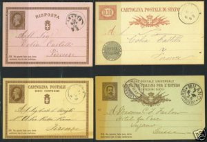 ITALY 1870's-80's SEVEN POSTAL CARDS FROM PISA, FORLI,