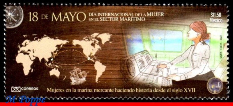 22-09 MEXICO 2022 WOMEN'S DAY IN THE MARITIME SECTOR, NAVY, MARINE, MAPS, MNH