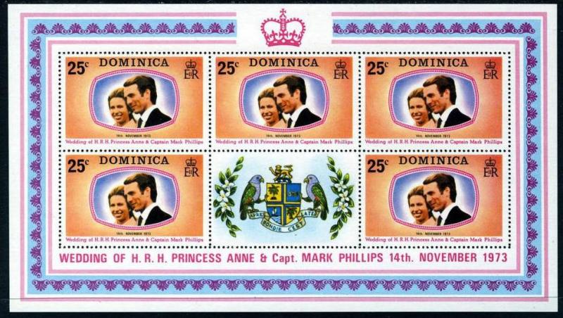 DOMINICA SHEET ROYALTY PRINCESS ANNE MARK PHILLIPS