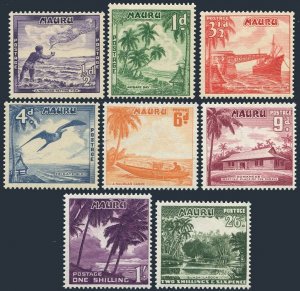 Nauru 39-46,hinged. Mi 37/49. 1954.Anibare bay, Casting Throw-net,Bird,Map,Canoe