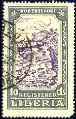 Canoe In Surf, Robertsport, Liberia stamp SC#F34 used